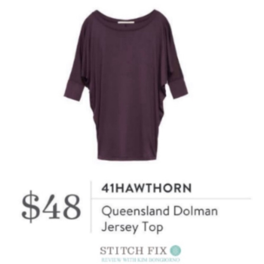 41 HAWTHORN STITCH FIX DARK PURPLE QUEENSLAND SOFT JERSEY DOLMAN CREW TOP